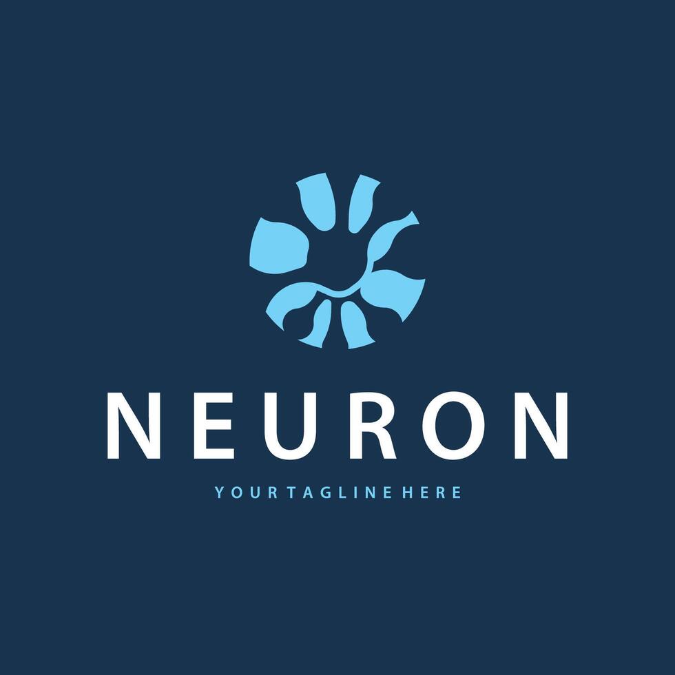 Neuron logo design concept of neuronal cell dna molecule atom with simple concept as icon symbol illustration template vector
