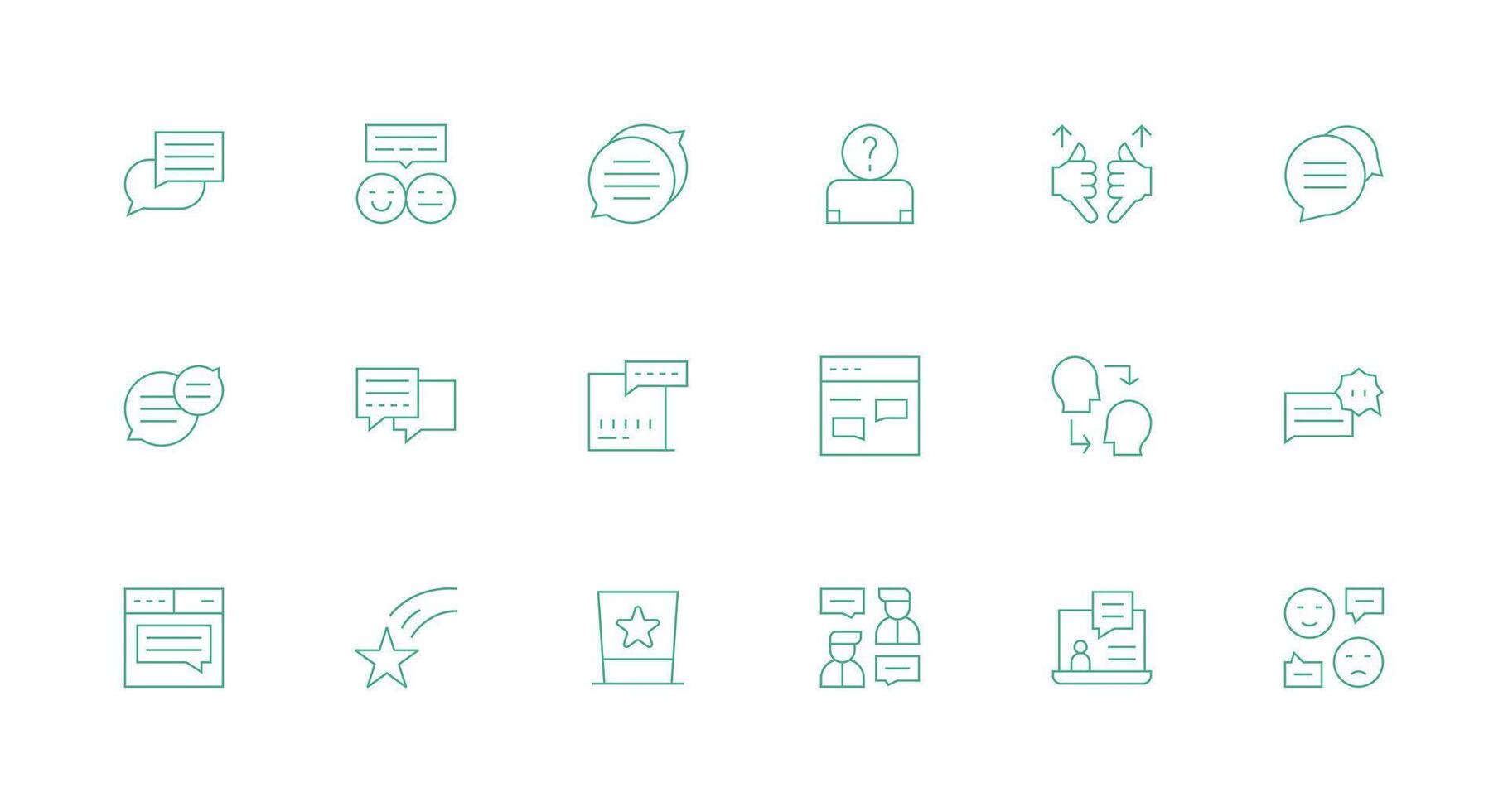 18 Minimal Line Style Icons from User Feedback Collection Scalable Icon Pack vector