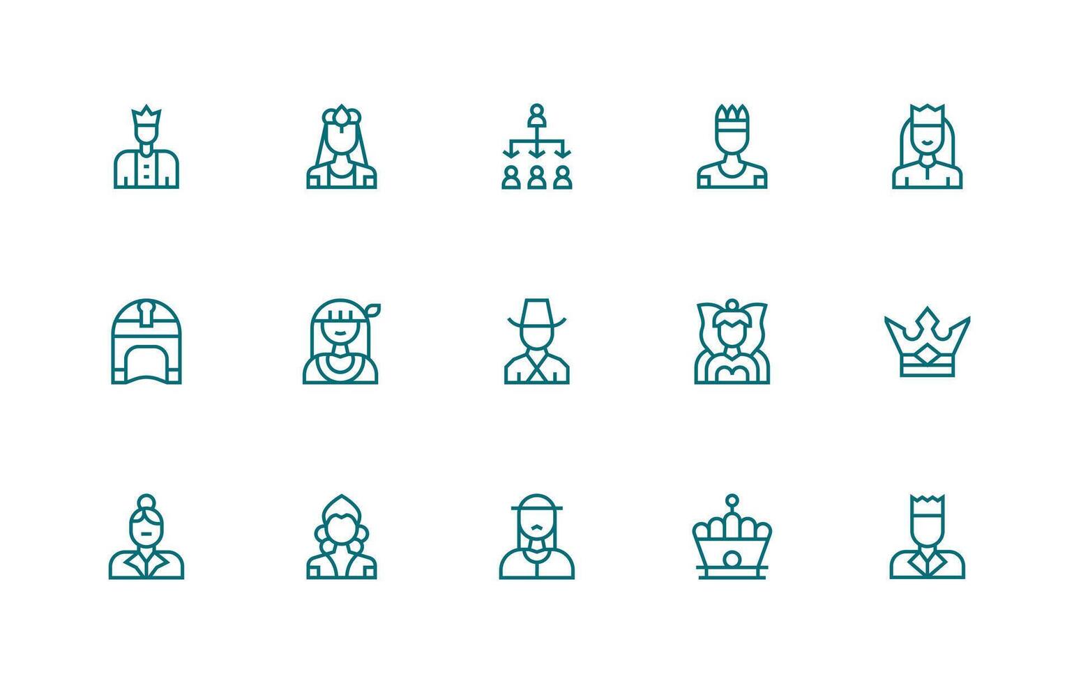 Leader Icon Set with 15 Regular Line Graphics Simple Icons for Interface and Wireframes vector