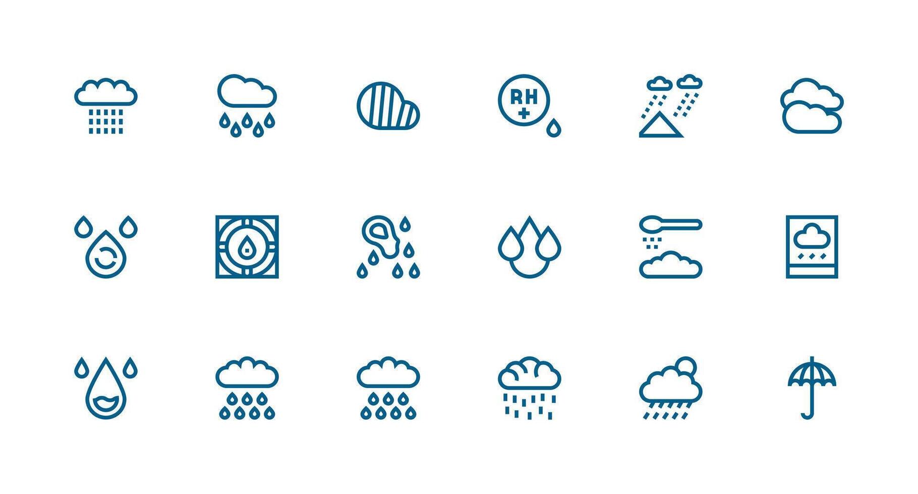 Strong Stroke Line Icons from Humidity Set with 18 Vectors Basic Icon Series