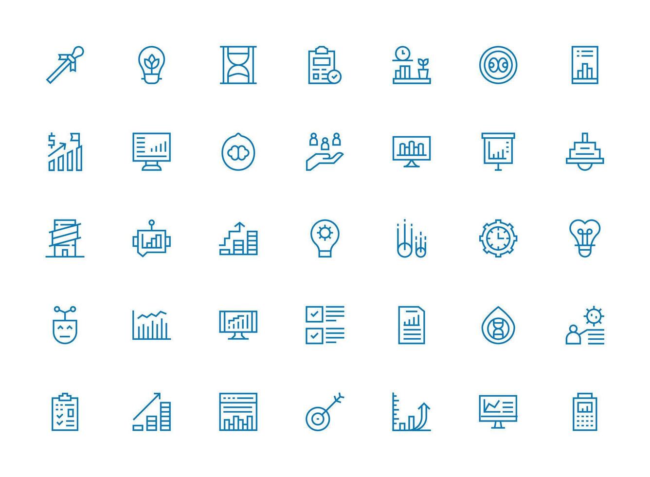 Progress featuring 35 Icons in Regular Clean Line Design Icon Set for Projects vector