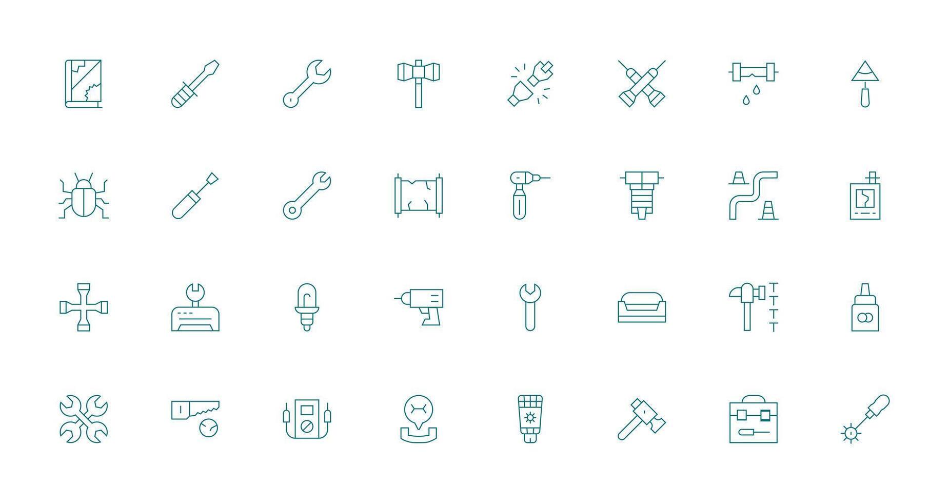 32 Thin Line Style Icons from Repairing Collection Dashboard Icon Series vector