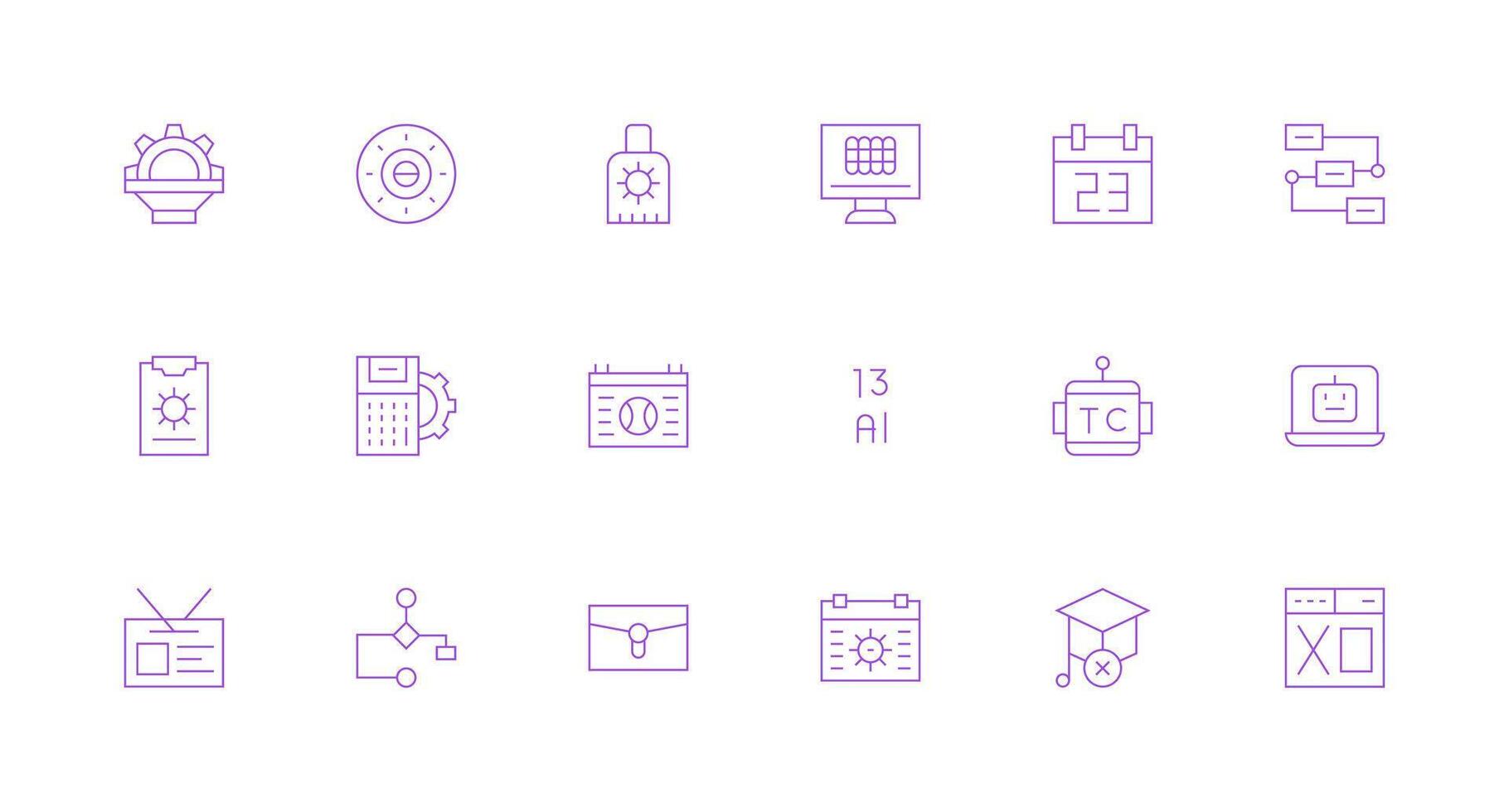 Program featuring 18 Icons in Minimal Line Design Interface Icons for Daily Use vector