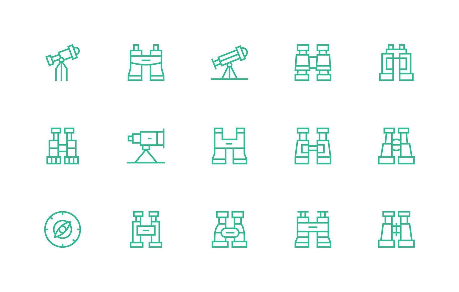 Regular Line Icons from Binoculars Set with 15 Vectors Quick Access Icons for UI Development
