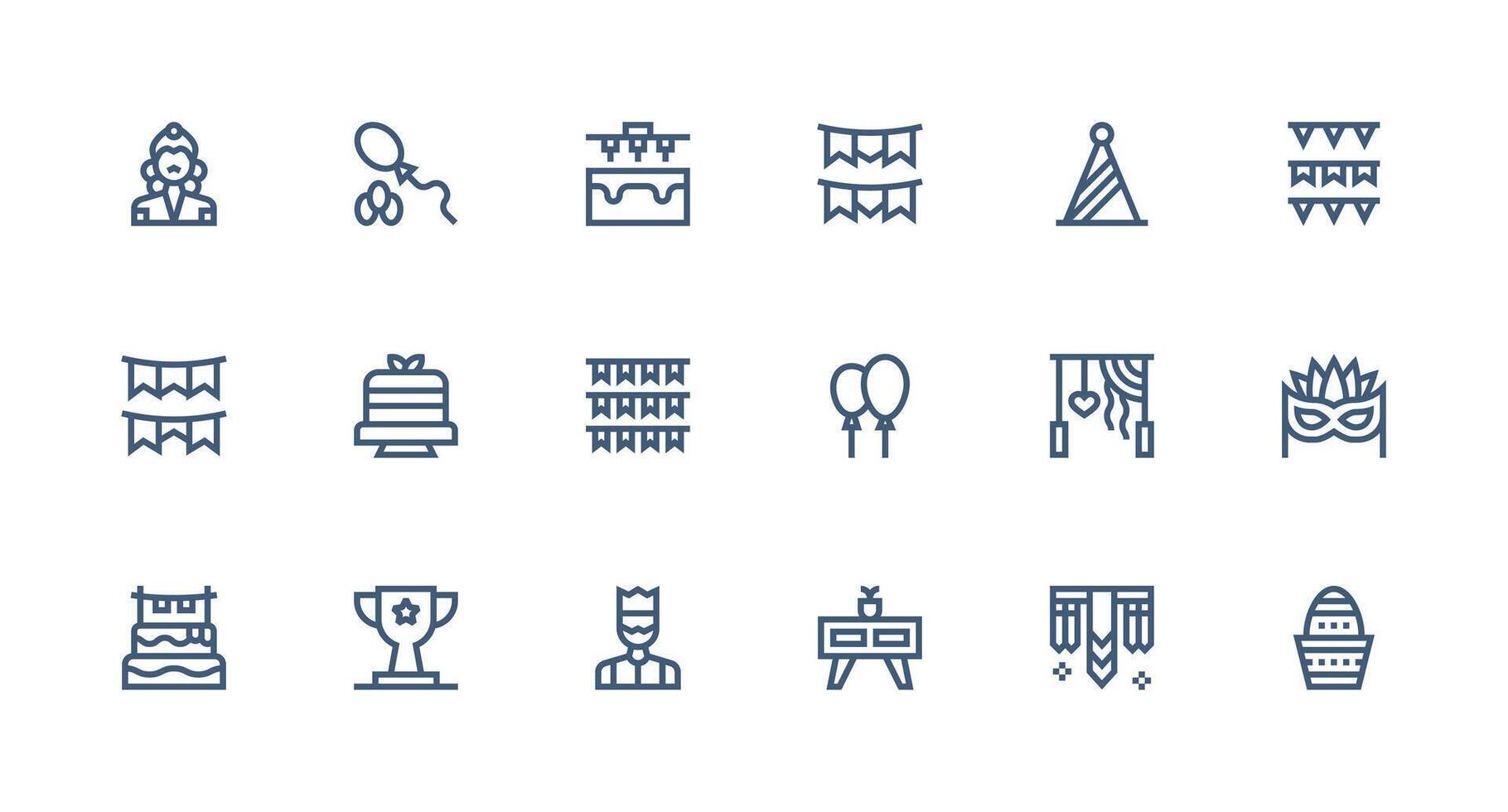 Decorations Icon Set with 18 Strong Stroke Line Graphics UI and UX Focused Icon Collection vector