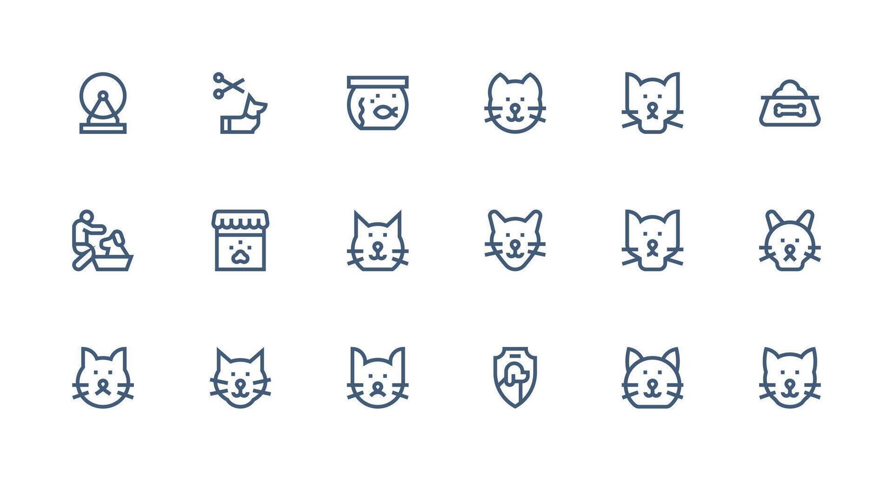 Strong Stroke Line Icons from Pet Care Set with 18 Vectors Fully Editable Icon Set for Web