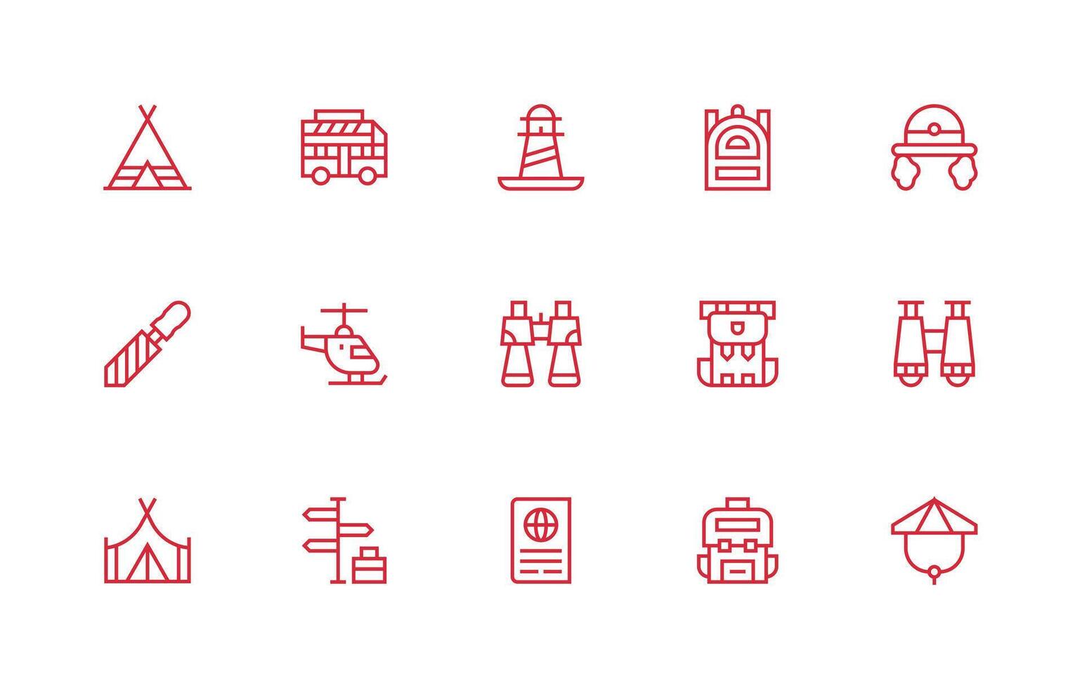 Tourist including 15 Regular Line Illustrations High-Resolution Icons for Any Platform vector