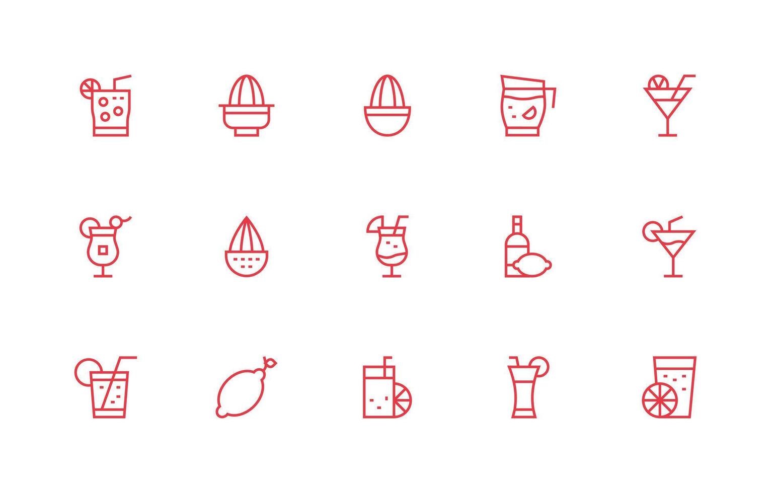 Lemon including 15 Regular Line Illustrations Multi-Purpose Icon Set vector