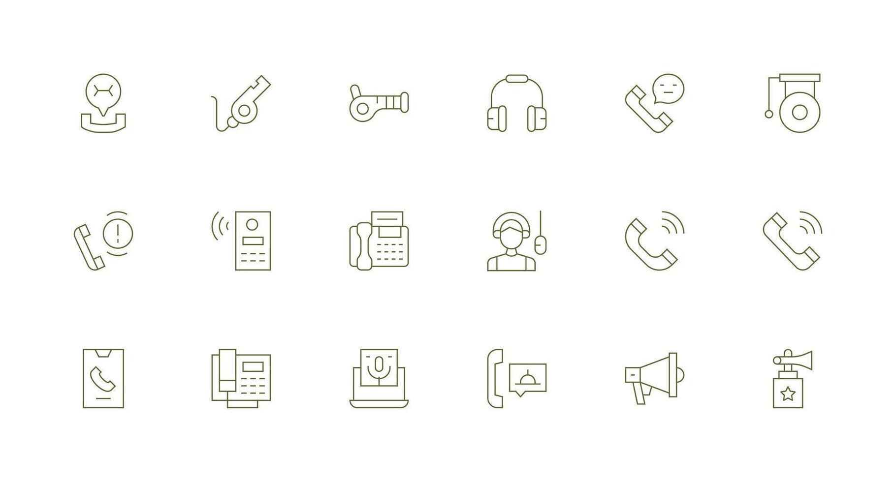 Call Set with 18 Minimal Line Icons Basic Icon Series vector