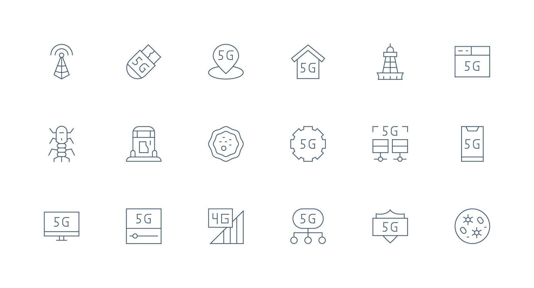 18 Minimal Line Vectors for Cellular Theme Customizable Icon Series for Mobile Screens