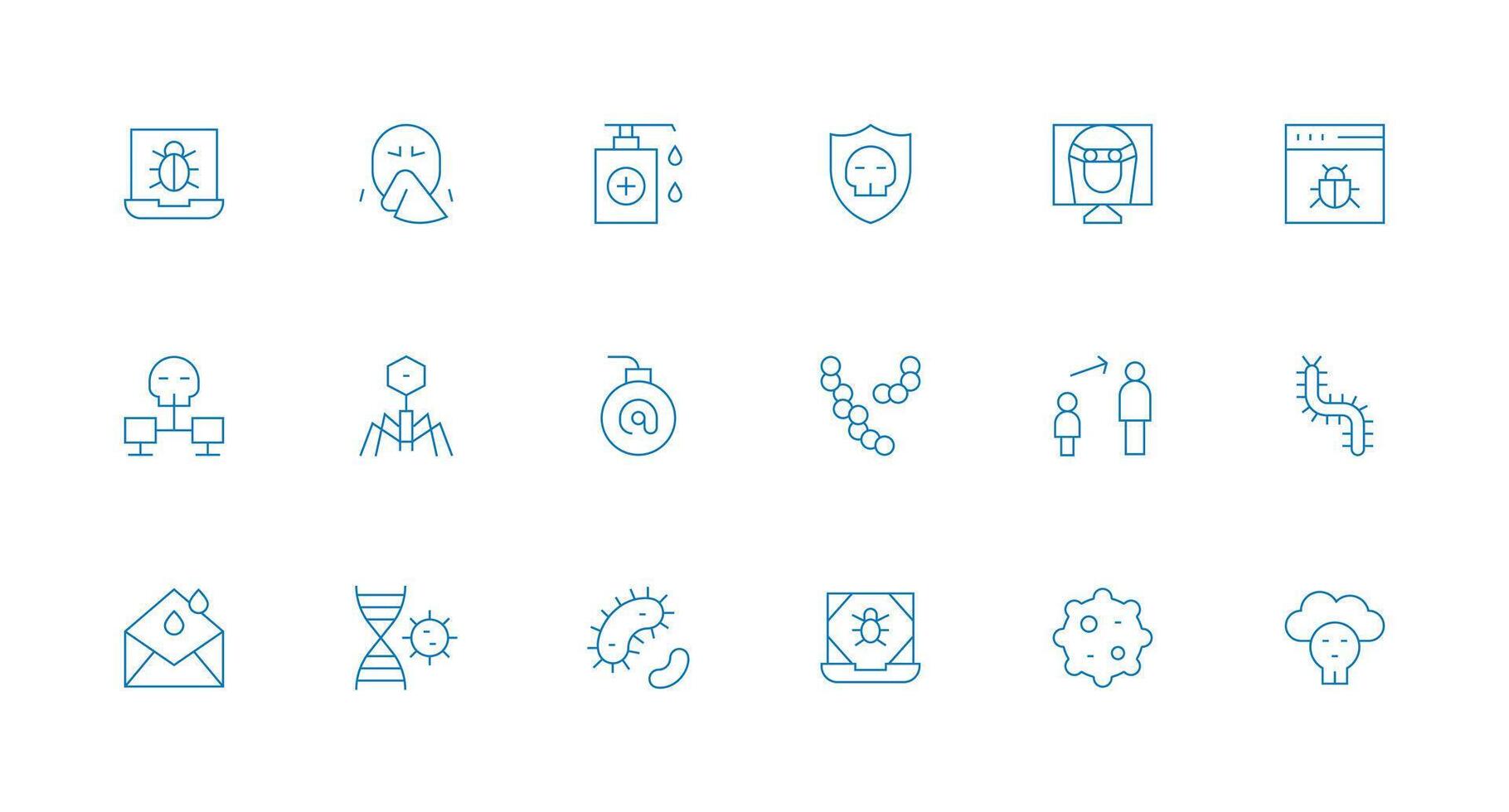 18 Minimal Line Icons for Virus Graphics Icon Pack for UI vector