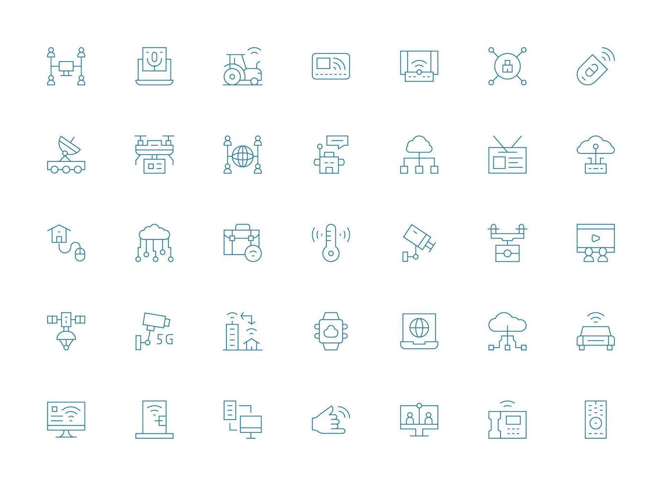 35 Light Line Style Icons from Remote Collection UI and UX Focused Icon Collection vector