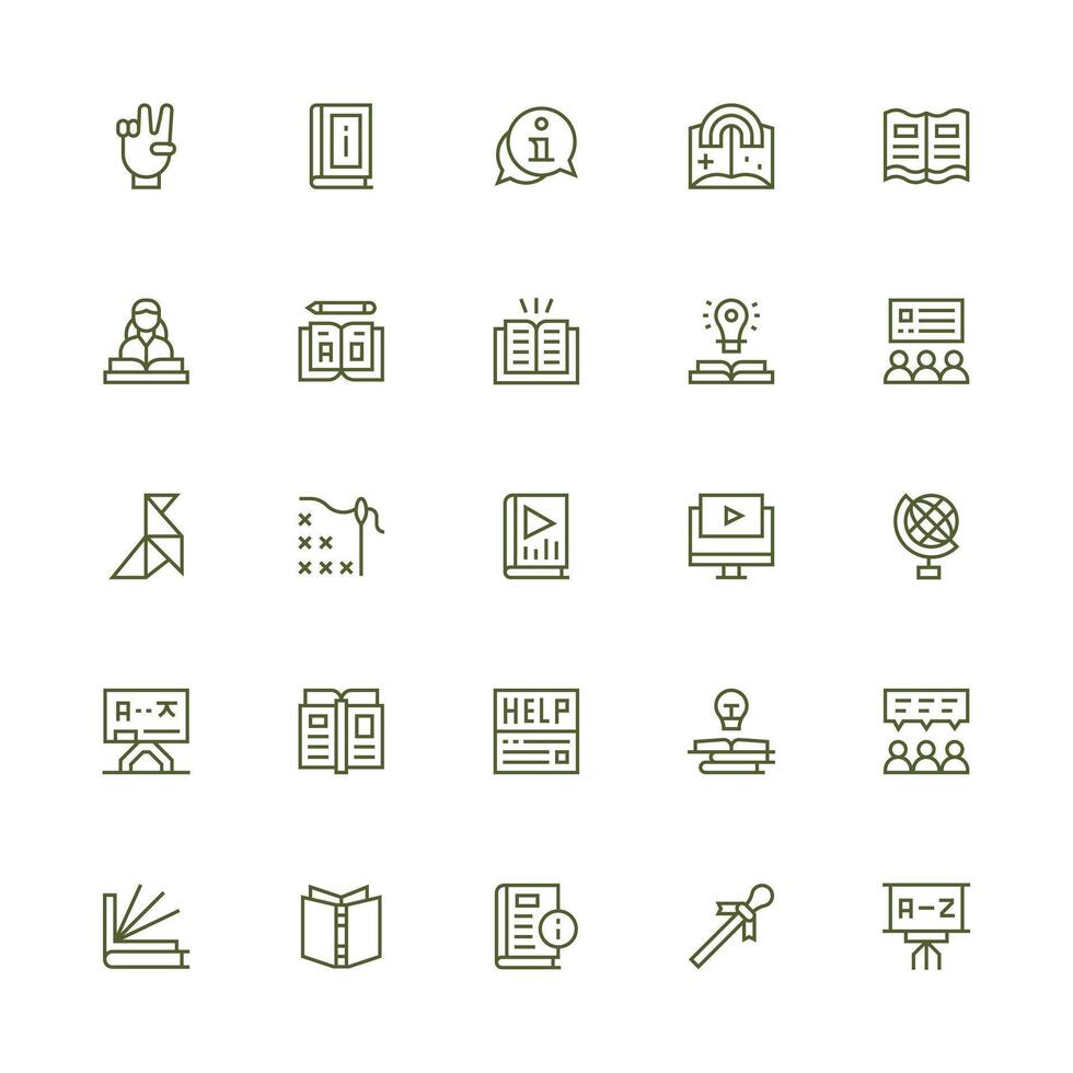 Tutorial Icon Collection with 25 Medium Stroke Outline Designs Neat Icon Set vector