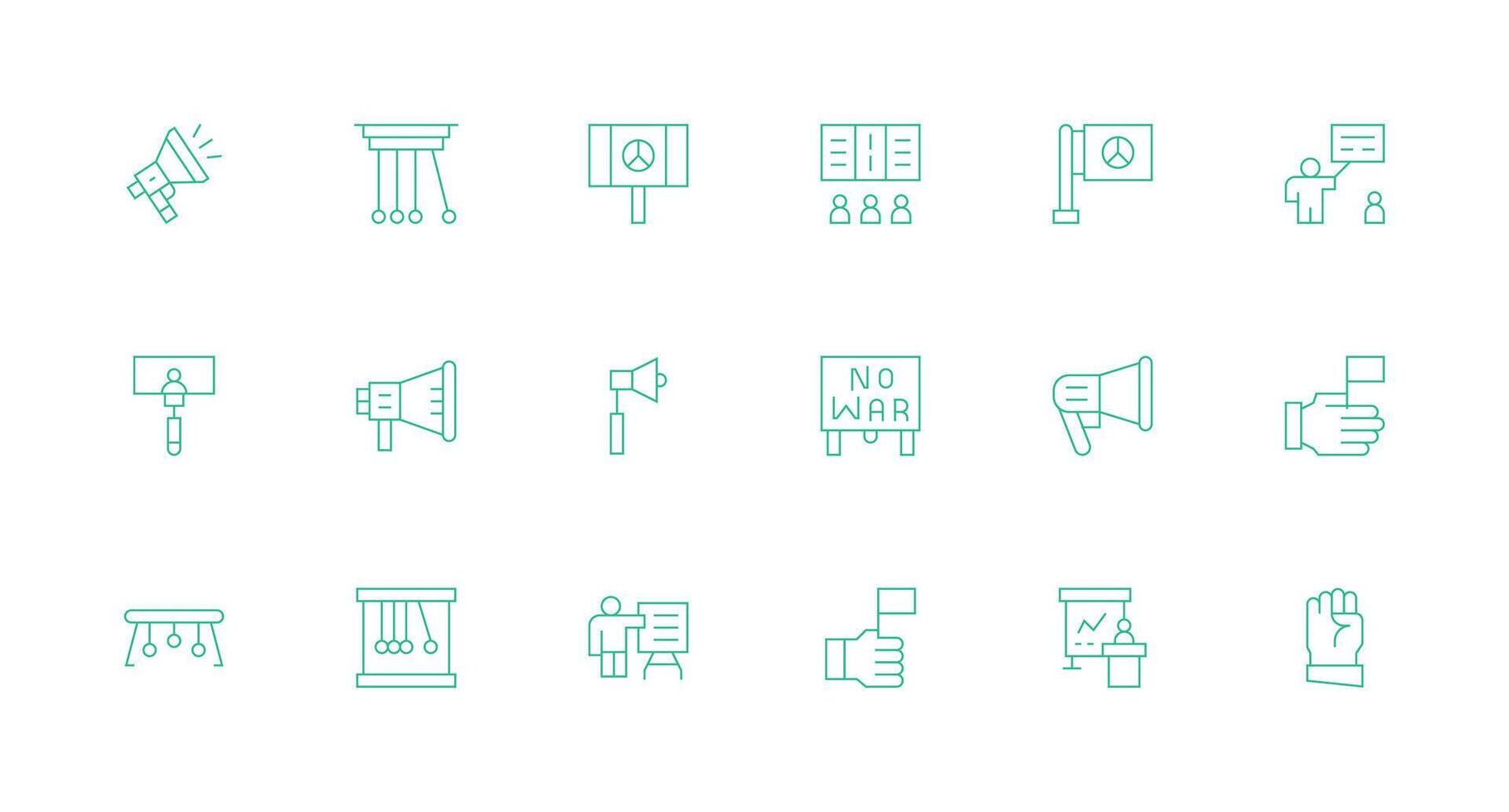 18 Minimal Line Style Icons from Demonstration Collection Simple Icon Pack vector