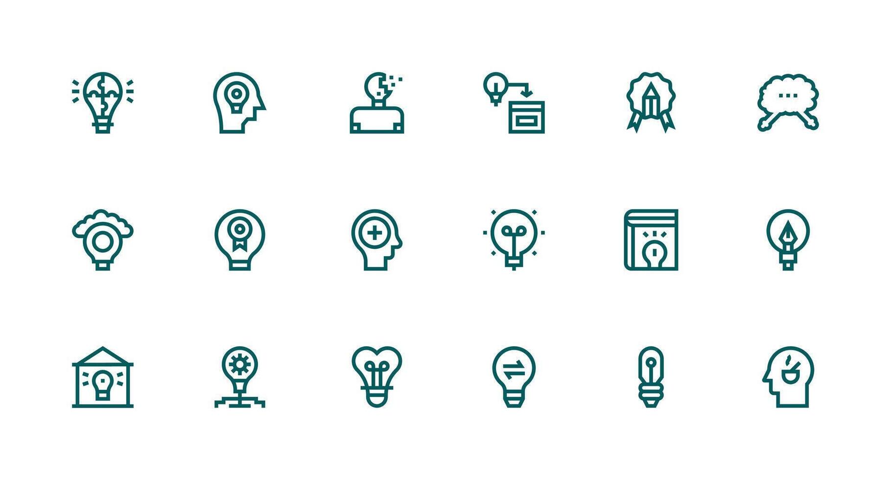 Strong Stroke Line Style Idea Icons with 18 Vectors Interface Icons for Daily Use