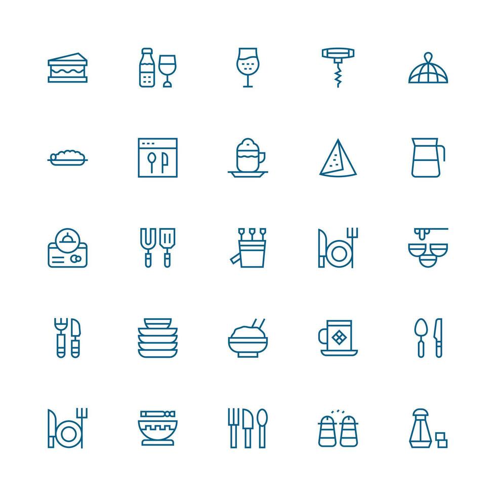 Medium Stroke Outline Icons from Tableware Set with 25 Vectors Responsive Icon Set for Flexible Layouts