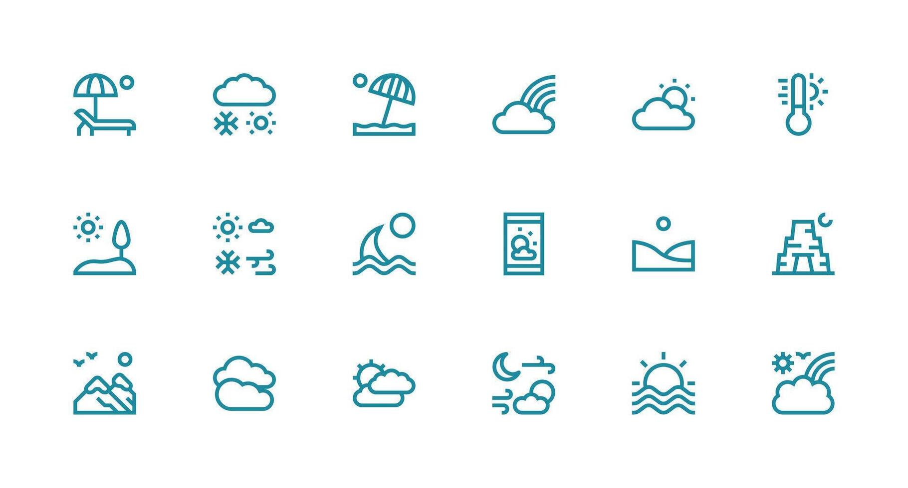18 Strong Stroke Line Icons for Sunny Graphics Fully Editable Icon Set for Web vector