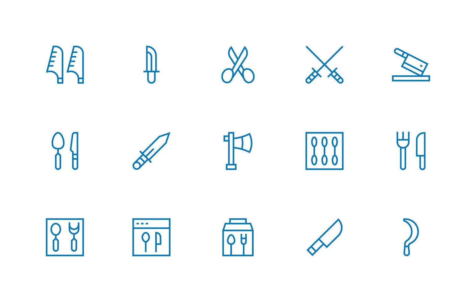 Cutlery including 15 Regular Line Illustrations Clean Icon Set Icon Pack for UI Projects vector