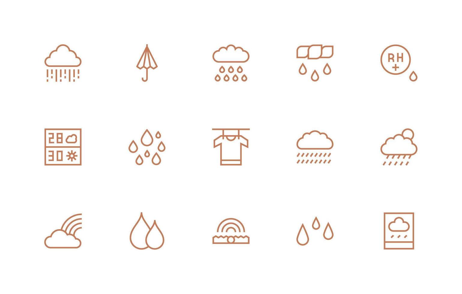 Humidity Set with 15 Regular Line Icons Smart Icon Collection vector