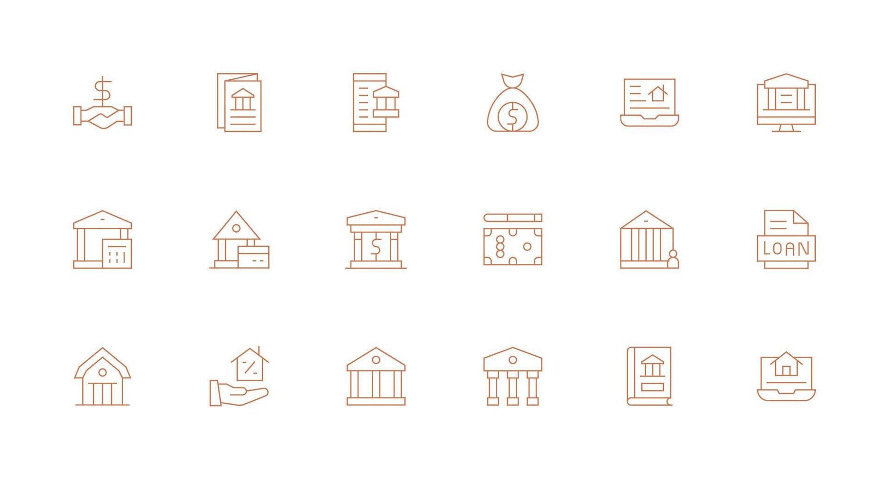Loan Visual Pack containing 18 Minimal Line Icons Multi-Purpose Icon Pack for Templates vector