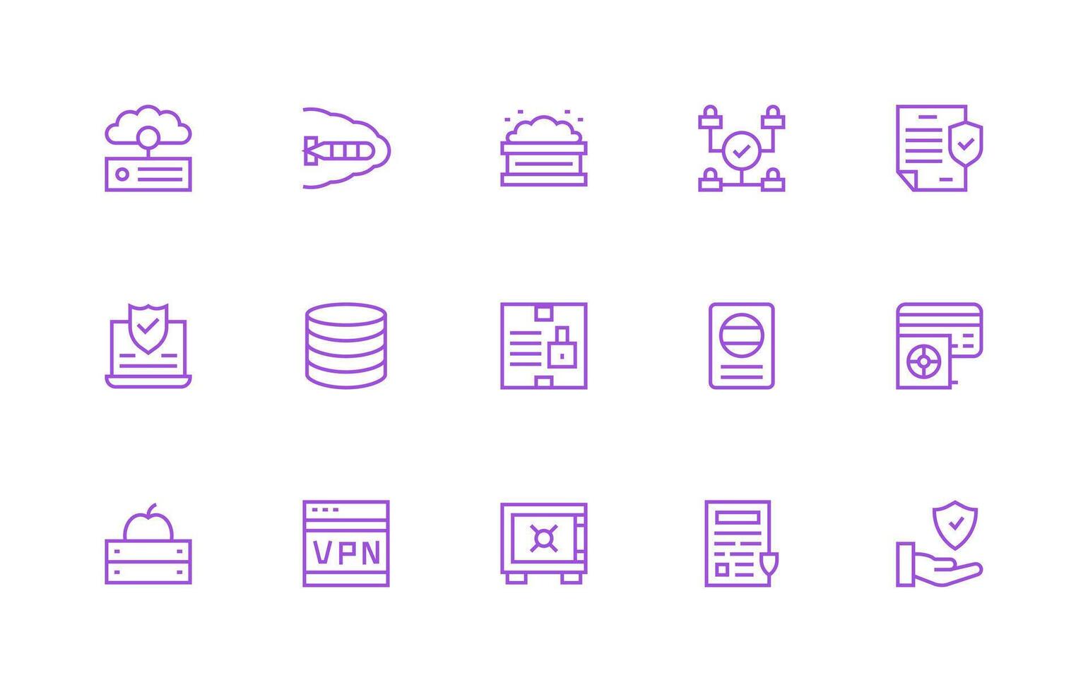 Data Security Visual Pack containing 15 Regular Line Icons Well-Structured Icons for Creative Use vector