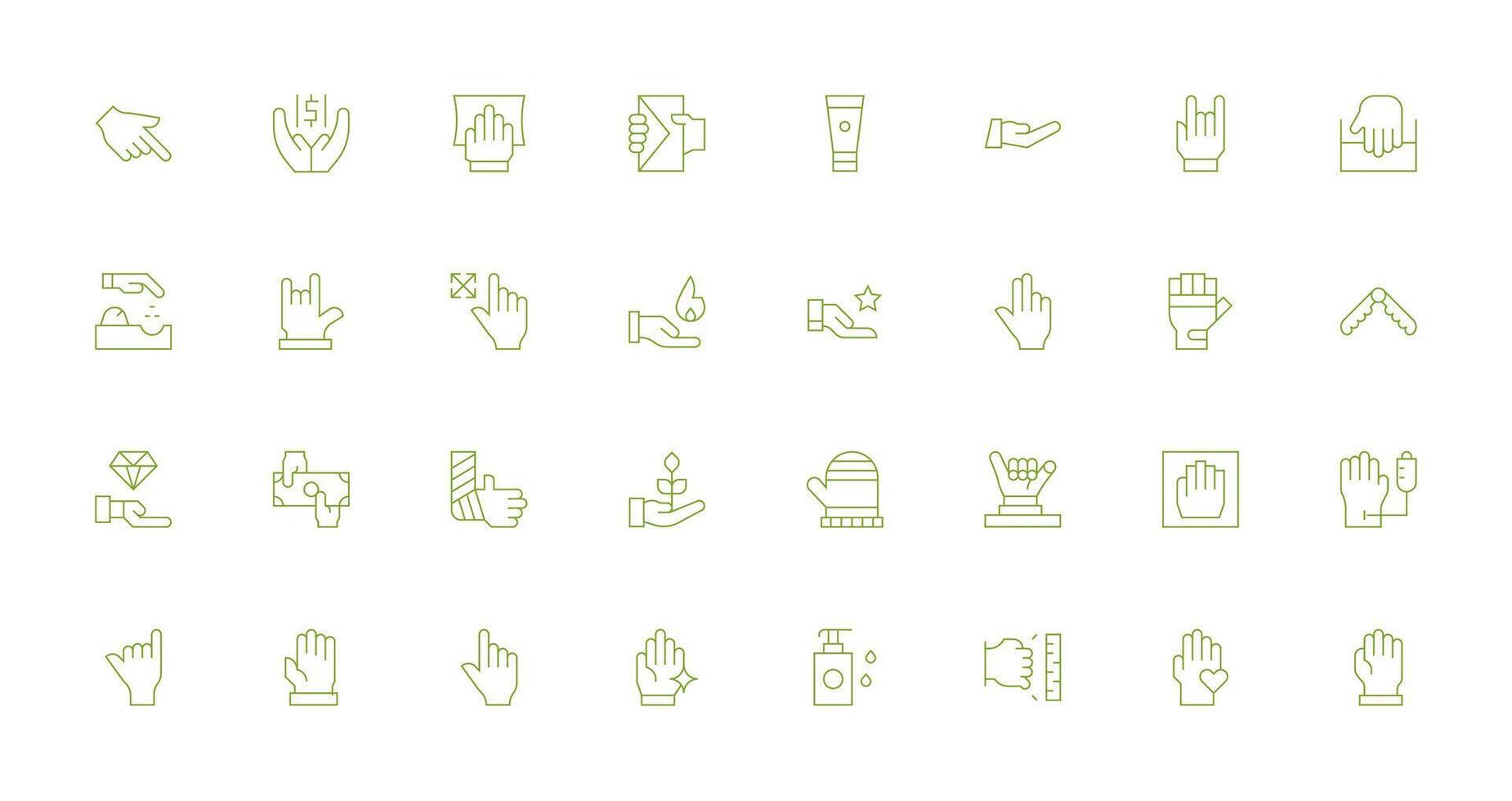 Thin Line Style Hand Icons with 32 Vectors Reliable Icons for All Interfaces