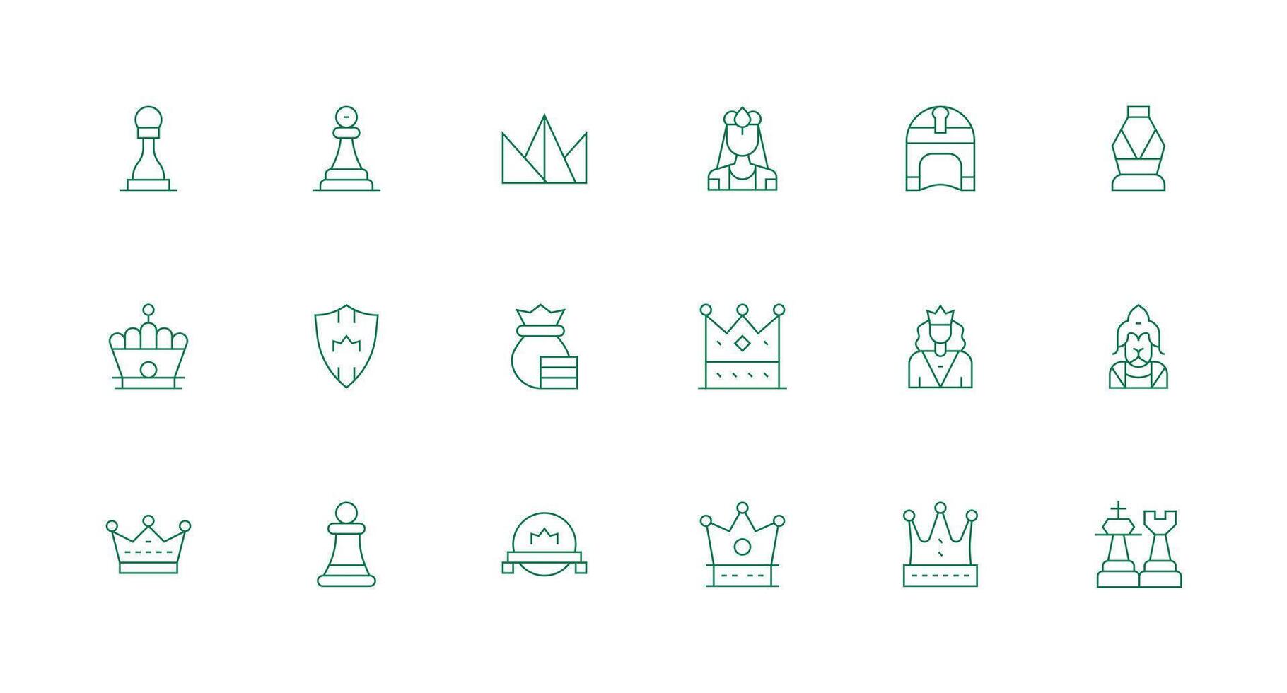 Queen featuring 18 Icons in Minimal Line Design UI Icon Set vector
