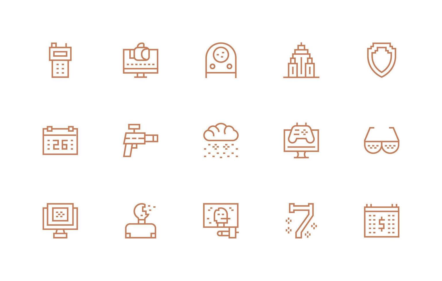 15 Regular Line Designs for Pixelated Icons Essential Icons for Rapid UI Building vector