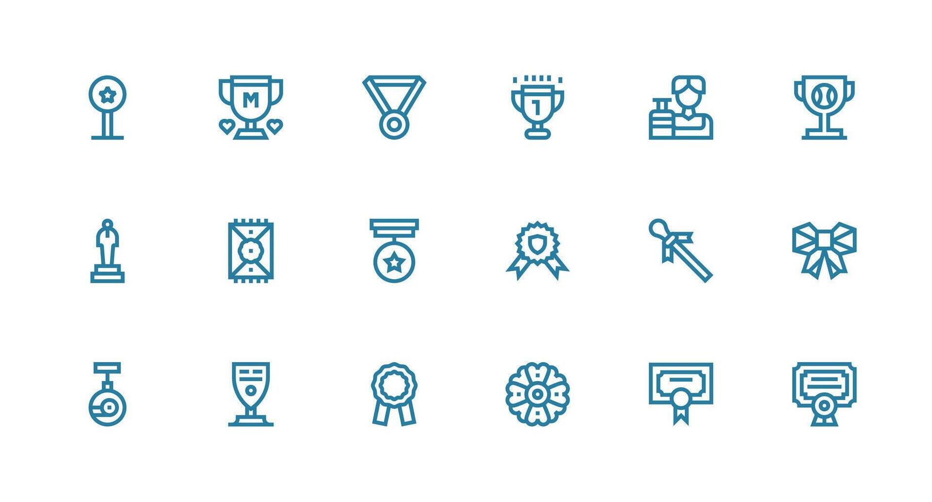 Strong Stroke Line Style Accolade Icons with 18 Vectors Interface Icon Collection for Daily Projects