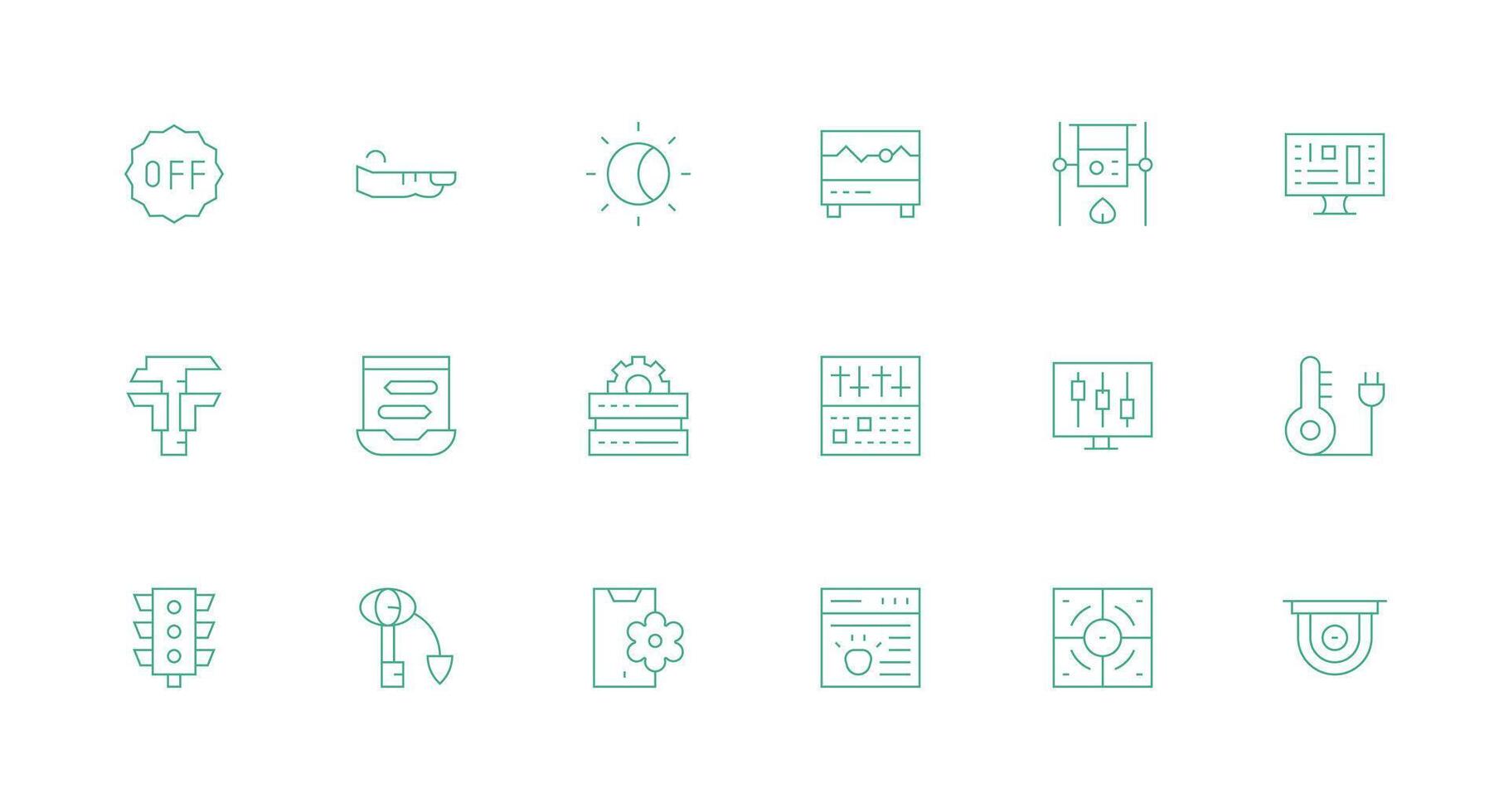 Control Icon Set with 18 Minimal Line Graphics Scalable Icons for Cross-Platform Interfaces vector