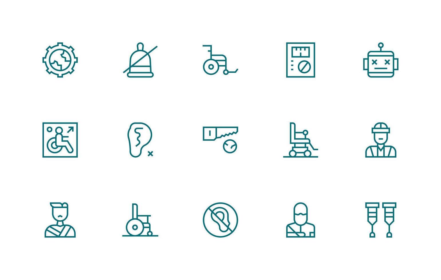 Regular Line Icons from Disabled Set with 15 Vectors Essential Icon Set for Teams