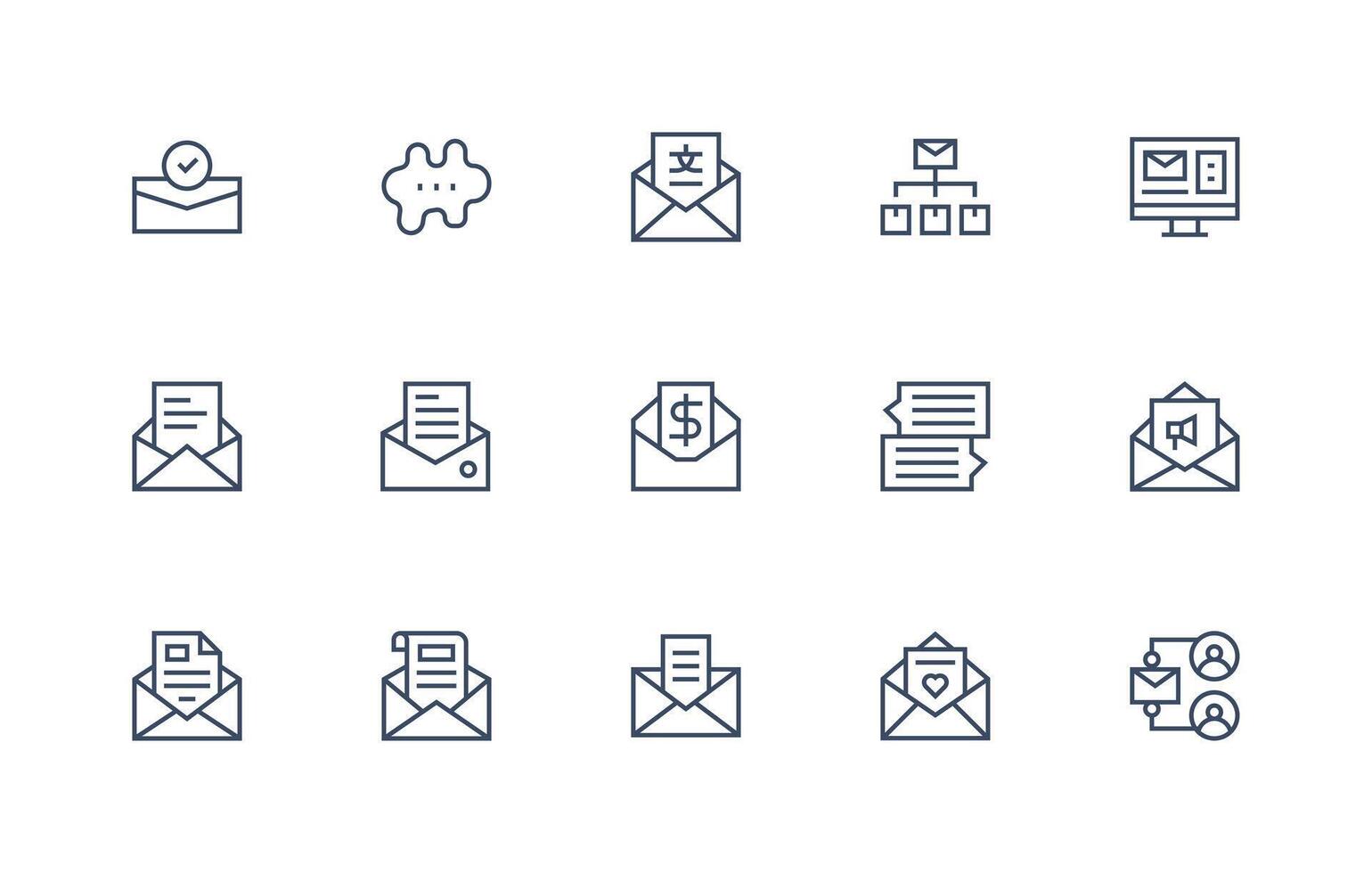 EMail featuring 15 Icons in Regular Line Design Minimal Icon Pack vector