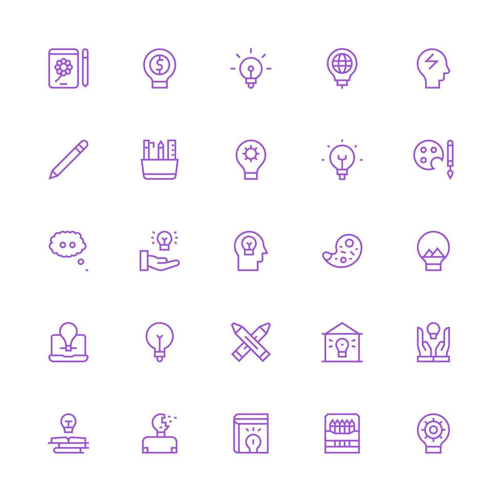Medium Stroke Outline Icons from Creativity Set with 25 Vectors Full Icon Library for UI Designers