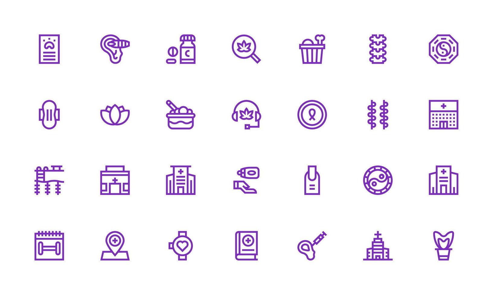28 Bold Line Icons for Wellness Graphics Minimal Icon Set for Interface Projects vector