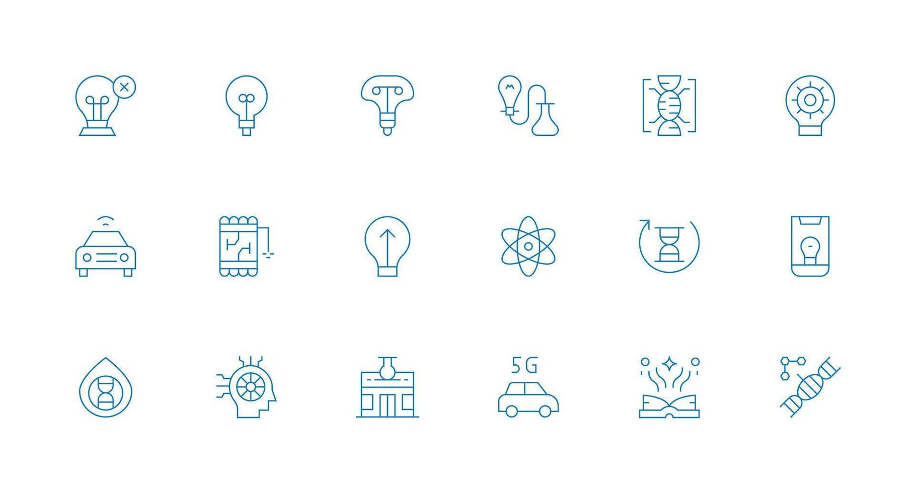 18 Innovation Icons in Minimal Line Aesthetic Flexible Icon System for Web Interfaces vector