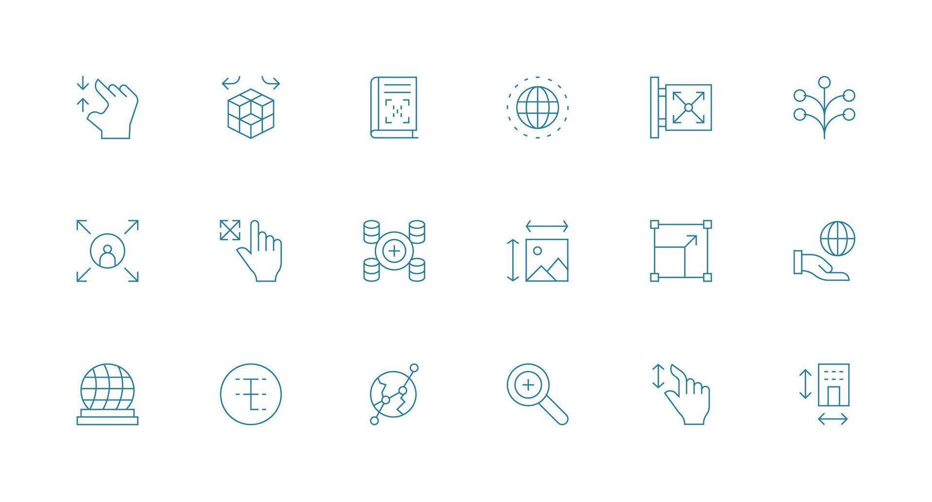 Minimal Line Style Expand Icons with 18 Vectors Scalable Icons for Cross-Platform Interfaces