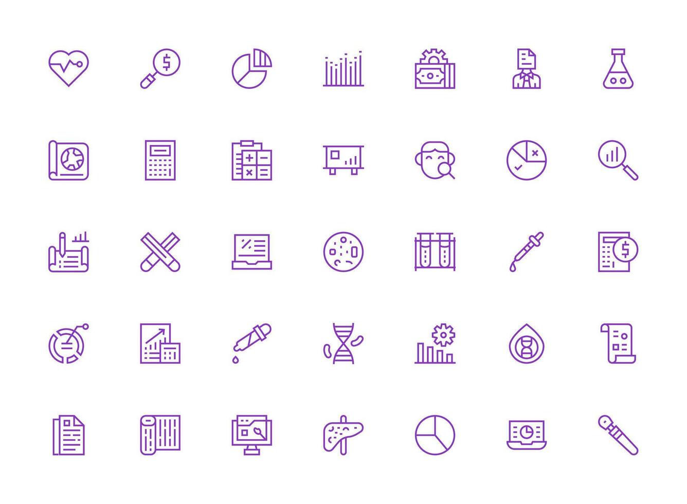 35 Icons for Analysis in Regular Clean Line Format Theme-Based Icon Pack vector