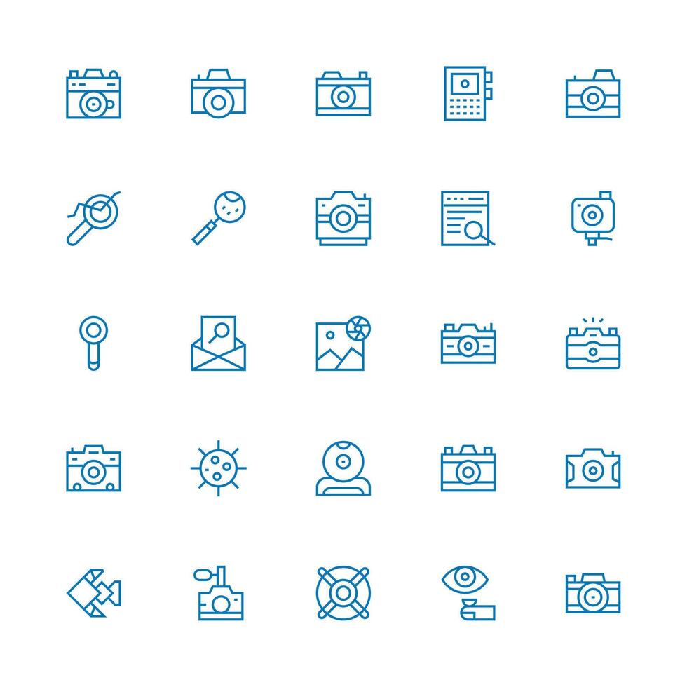 Lens Icon Collection with 25 Medium Stroke Outline Designs Interface Icons for Daily Use vector