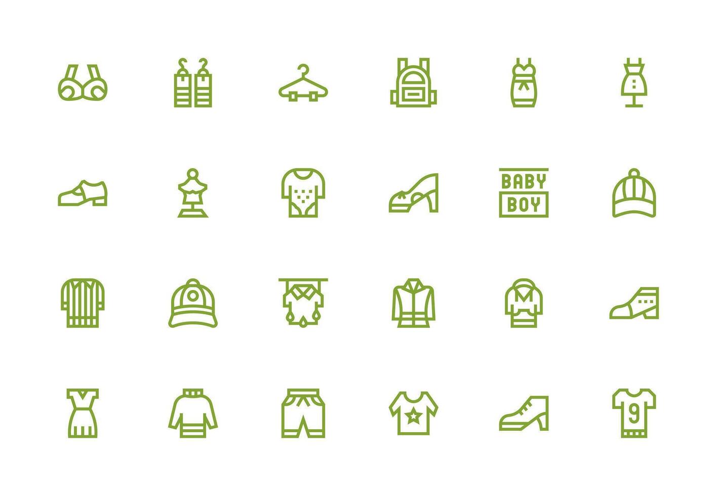 Apparel featuring 24 Icons in Thick Line Line Design Icon Pack for UI vector