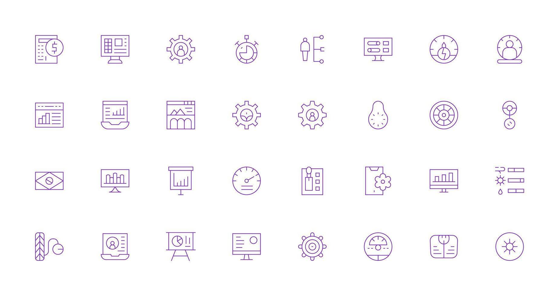 Thin Line Style Dashboard Icons with 32 Vectors Functional Icon Series