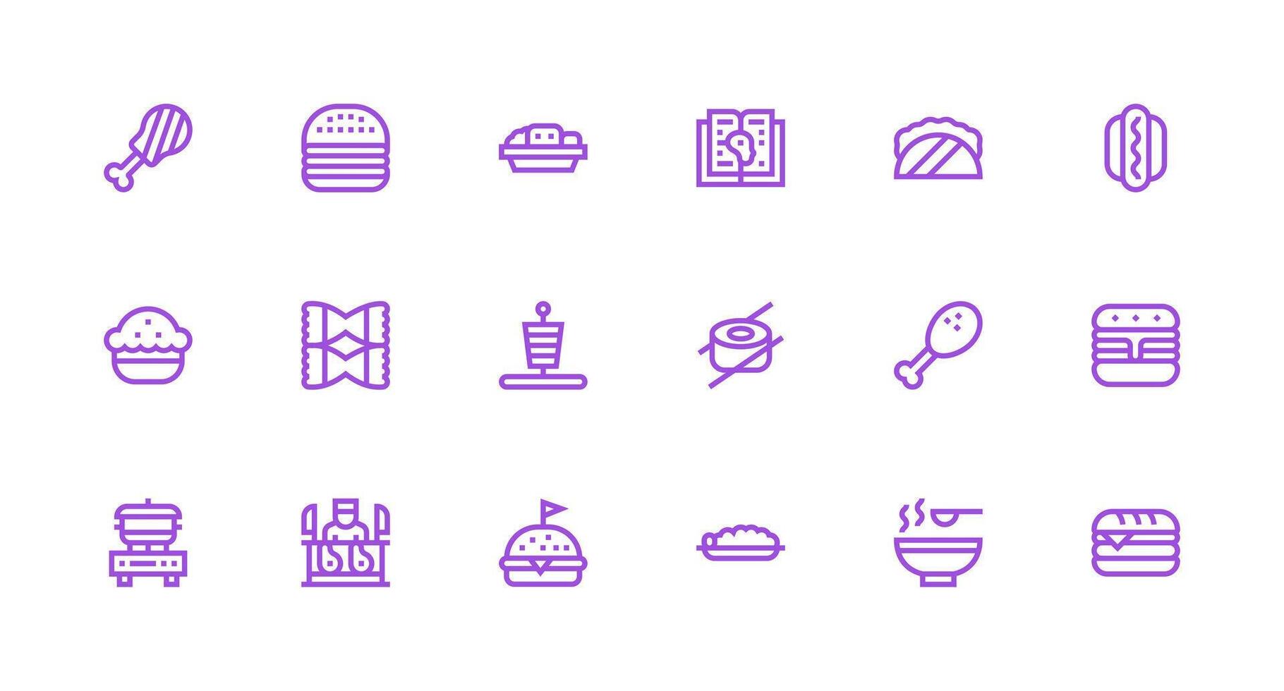 Strong Stroke Line Style Cuisine Icons with 18 Vectors Clean Icon Set Icon Pack for UI Projects