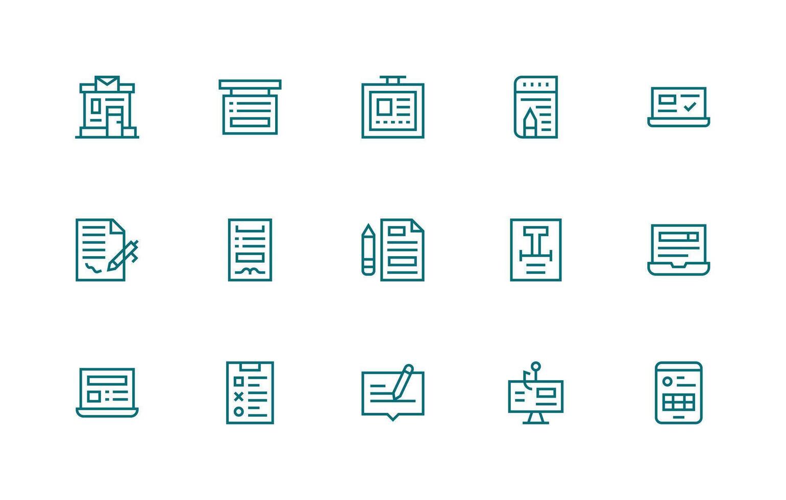15 Regular Line Designs for Online Form Icons Layout Icon Collection vector
