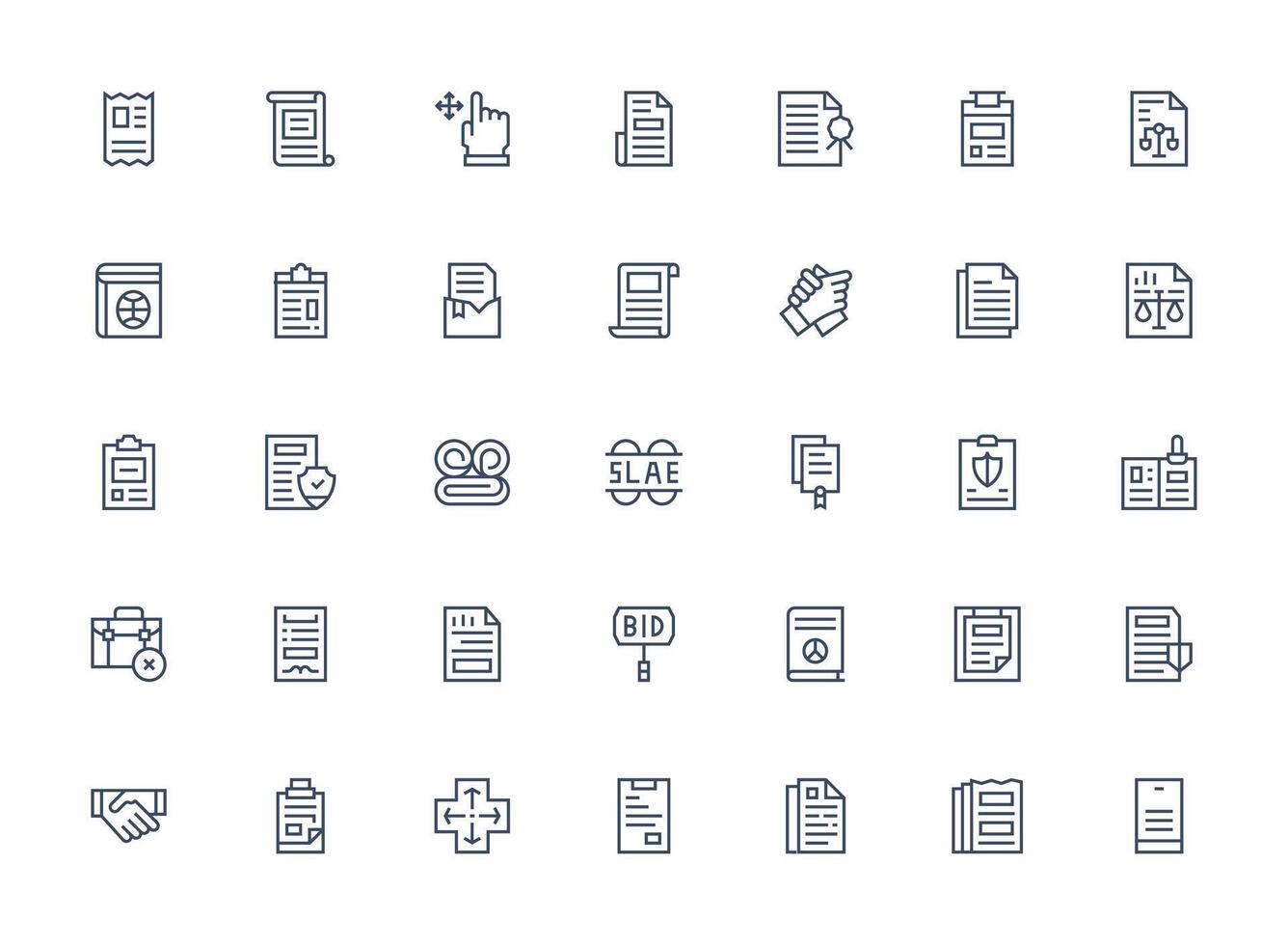 35 Regular Clean Line Icons for Contract Graphics Flat Icon Set vector