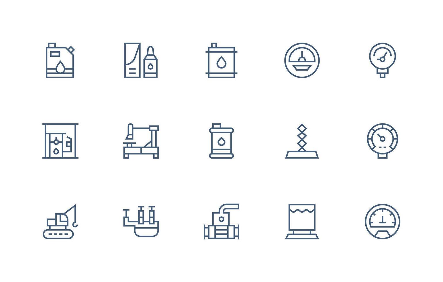 Hydraulic featuring 15 Icons in Regular Line Design Icon Set for Web vector
