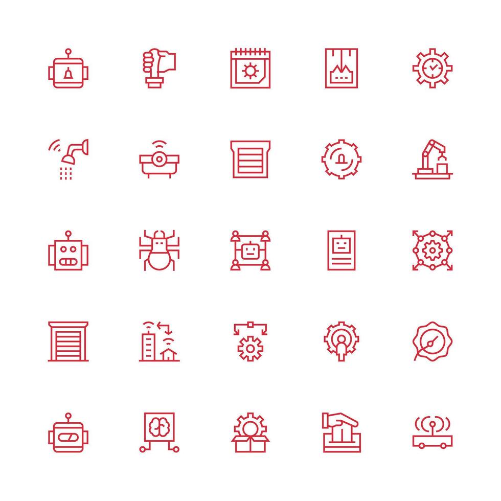 Medium Stroke Outline Style Automation Icons with 25 Vectors UI Icon Set