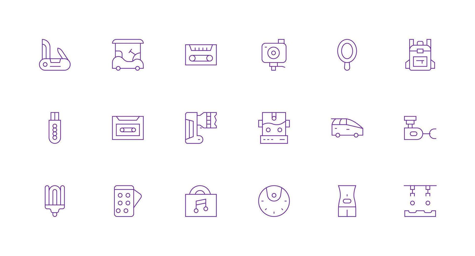 Minimal Line Style Compact Icons with 18 Vectors Icon Set