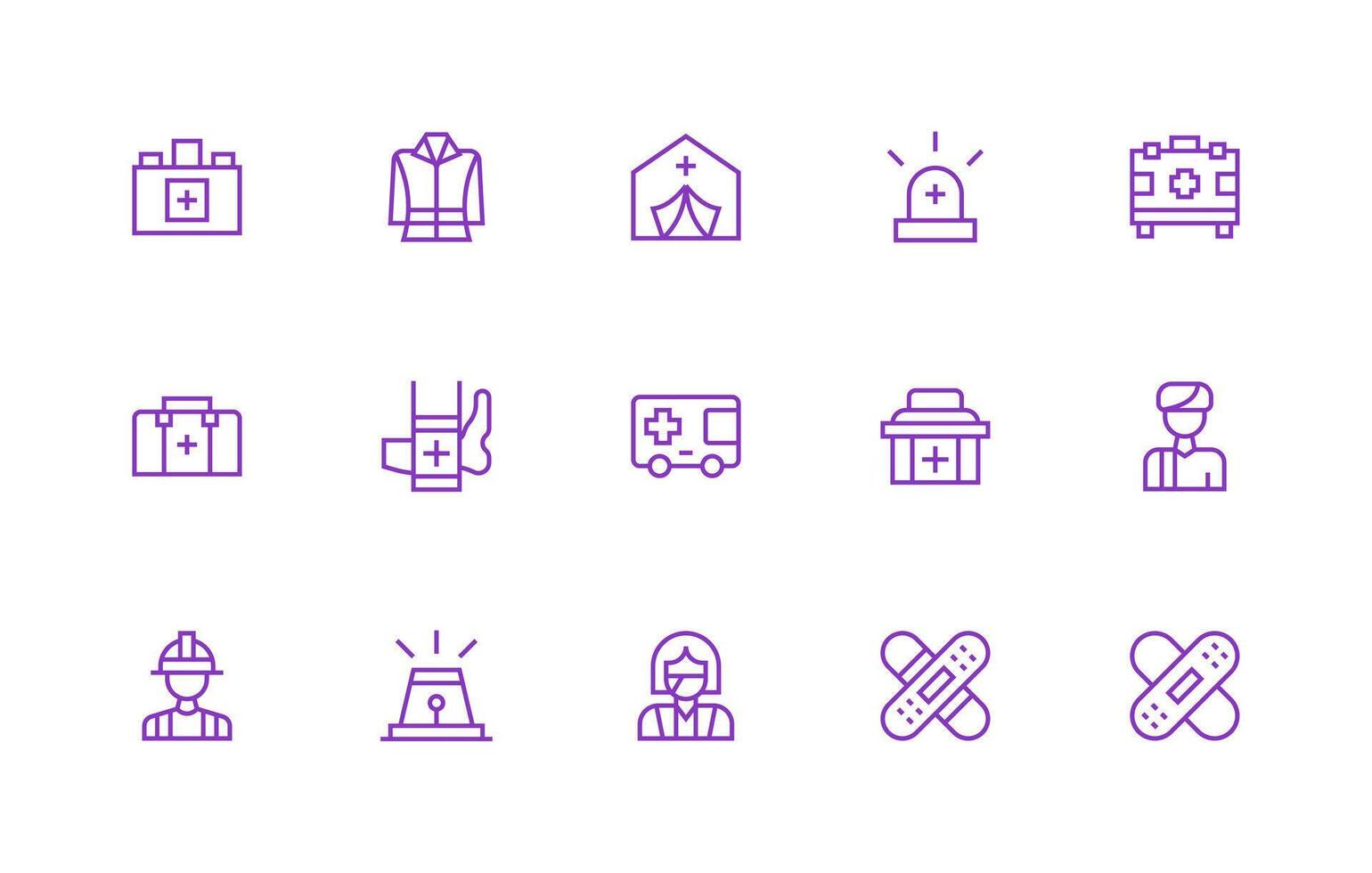 First Responder Icon Set with 15 Regular Line Graphics Basic Icon Series vector