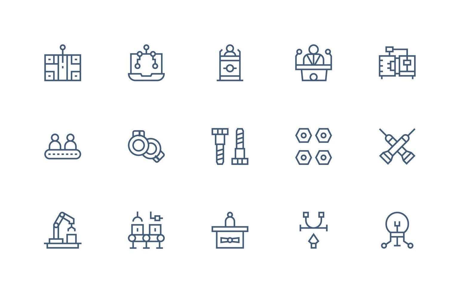 Regular Line Style Assembly Icons with 15 Vectors Modern Icon Set