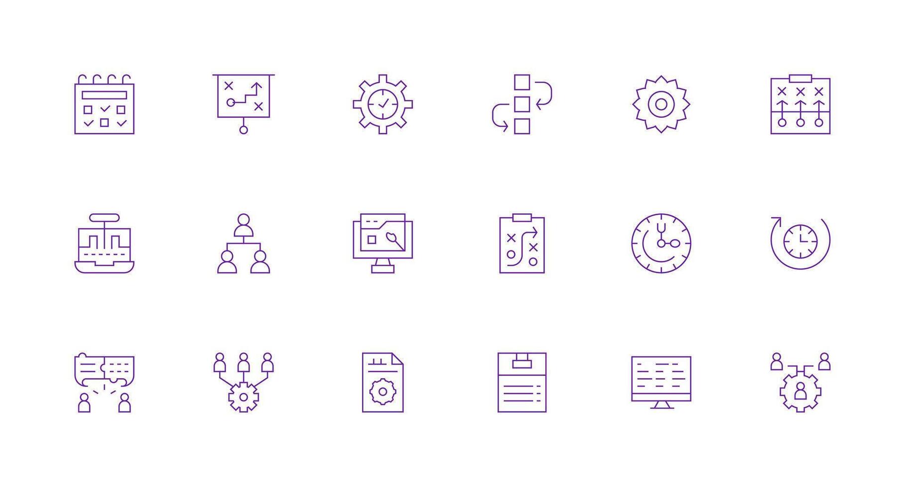18 Minimal Line Style Icons from Workflow Collection Quick Access Icons for UI Development vector