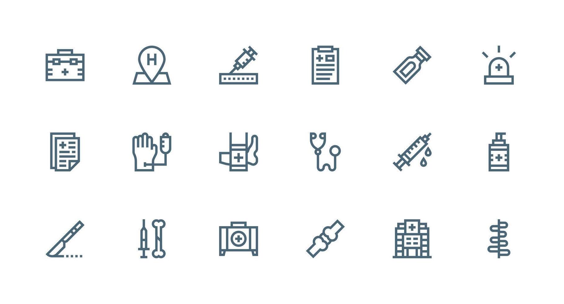 Hospital Set with 18 Strong Stroke Line Icons UI and UX Focused Icon Collection vector